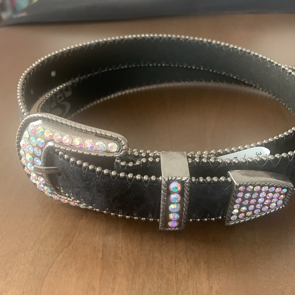 NWT Roper Leather Belt Sz L 34-36 with Bling! Price now FIRM - Picture 3 of 17